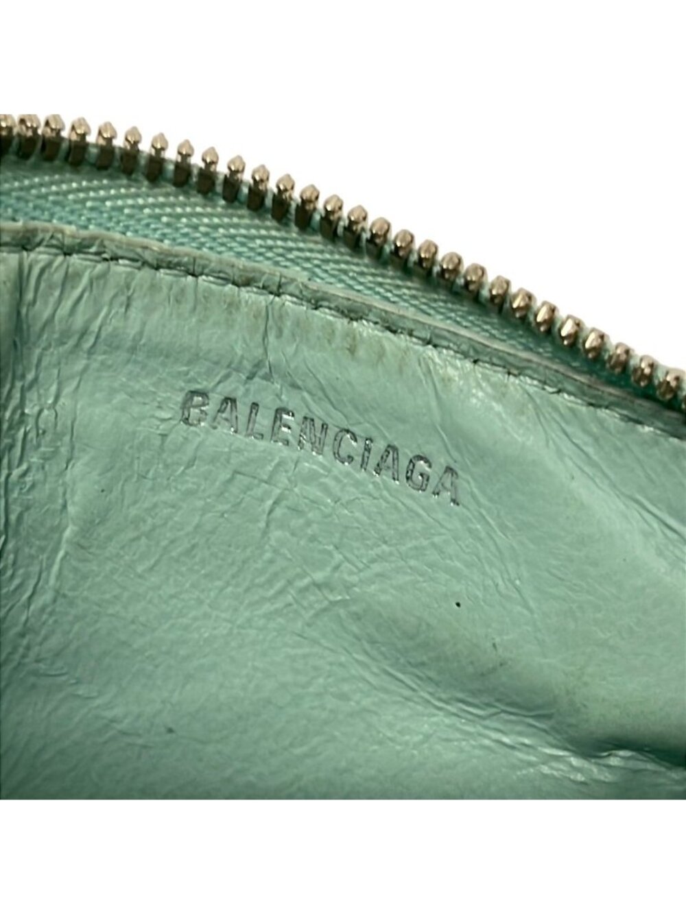 ★SOLD★ Balenciaga Coin Case Light Blue Embossed Card Leather - Picture 4 of 7